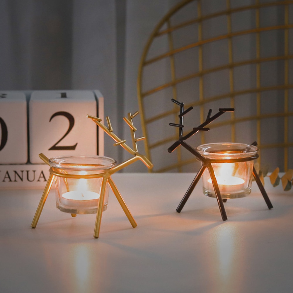 Kerst Kandelaars Europese Iron Art Leuke Herten Kandelaar Home Kerstversiering Festival Decor Speciale