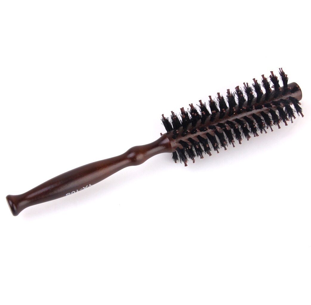 Wood Handle Hairdressing Bristle Curling Hair Comb Brush Hairbrush