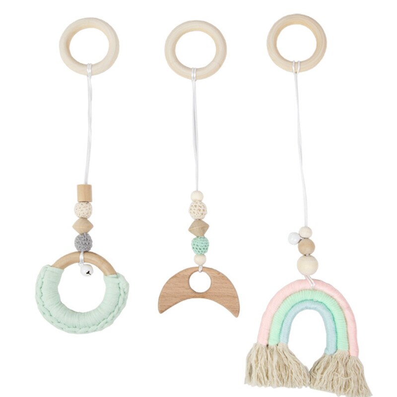 3Pcs 1Set Nordic Cartoon Baby Houten Gym Fitness Frame Rack Opknoping Hanger Speelgoed Kit Peuter Infant Kamer Decoraties
