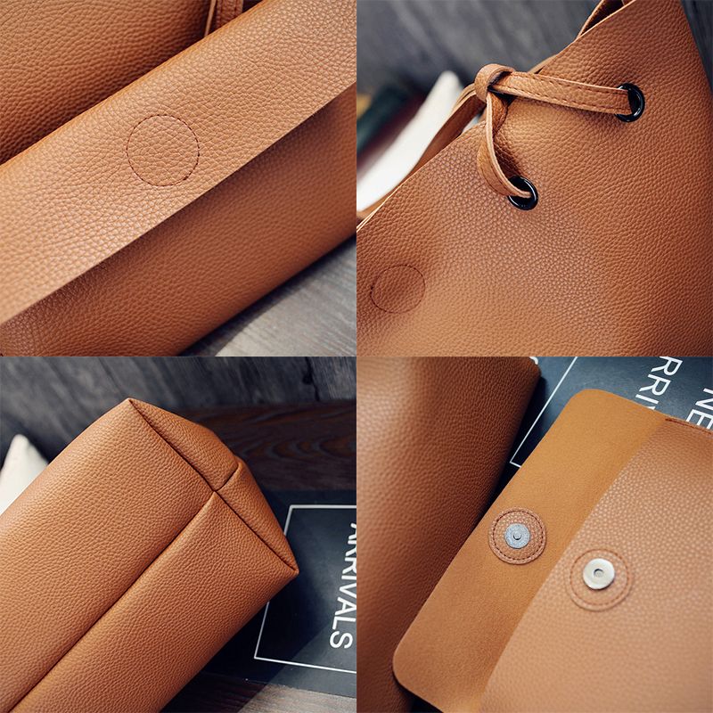 Femmes en cuir PU épaule sac de messager fourre-tout sac à main sac à main bandoulière sacoche chaude, marron