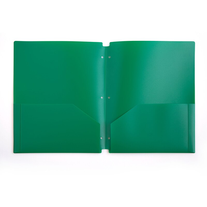 Comix 2 Pocket Folders, Letter Size Poly File Portfolio Folder with 3-Hole Punch, Plastic Folders w/ Pockets, 12pcs/Pack: Green