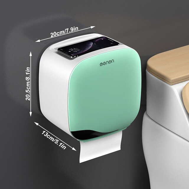 Toilet Paper Holder Waterproof Tray Roll Tube for Toilet Paper Storage Box Double Layer Tray Tissue Box Shelf Bathroom Product: Light Green