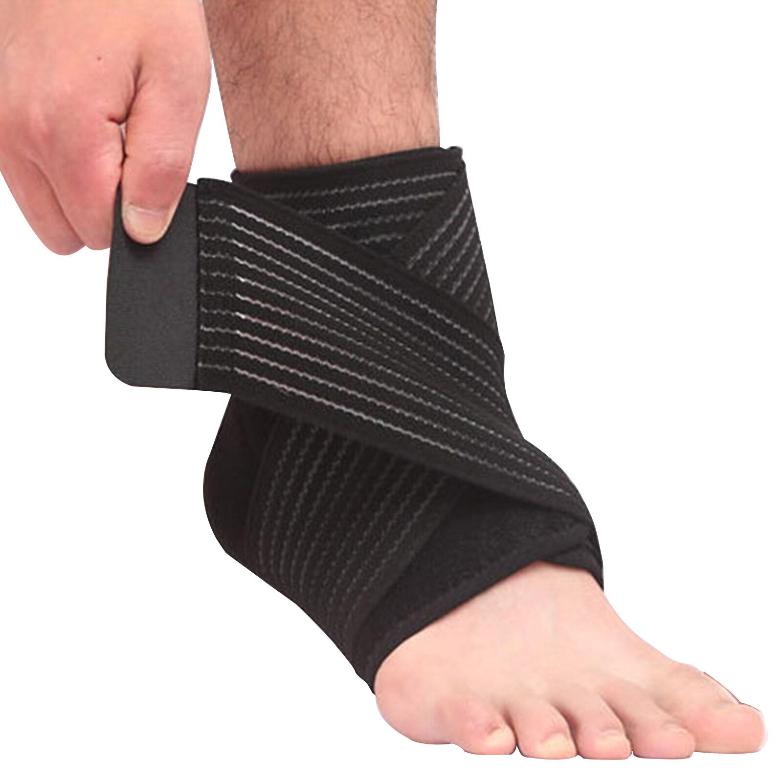 1 pz sicurezza sportiva supporto caviglia protezione Pad compressione cavigliera elastico fasciatura guardia cinturini protezione avvolgente: Black