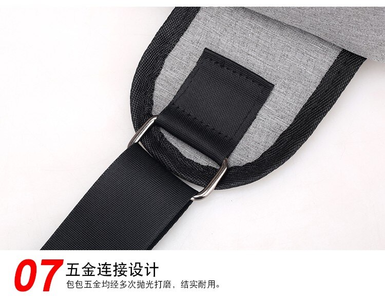 Male Shoulder Bags USB Charging Crossbody Bags Multifunctional Canvas Theft Chest Bags Short Trip Messengers Bag