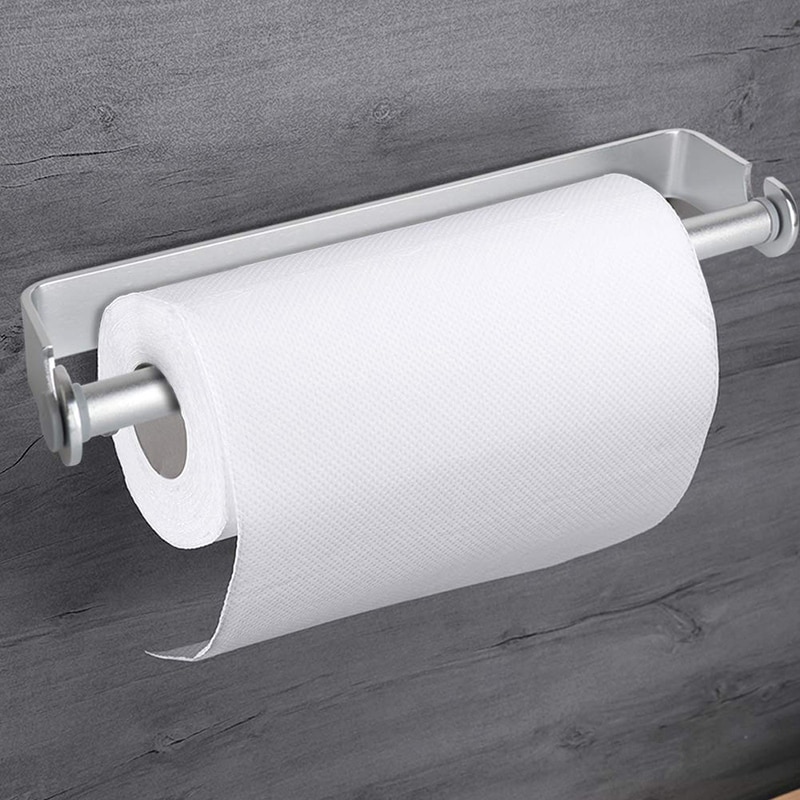 Self Adhesive & Wall Mount Paper Towel Holder & Dispenser,Kitchen Tissue Towel Holder Stand Under Cabinet-Silver: Default Title