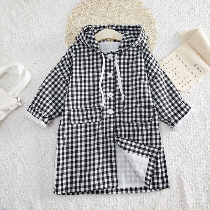 Herfst Mode Plaid Childrens 'Jas Lange Mouwen Kinderen Windjack Kids Jas: 8T