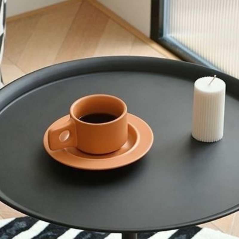 1pc moderne bijzettafel zwart smeedijzeren voor woonkamer en slaapkamer ijzeren kleine salontafel met vloerlade creatief