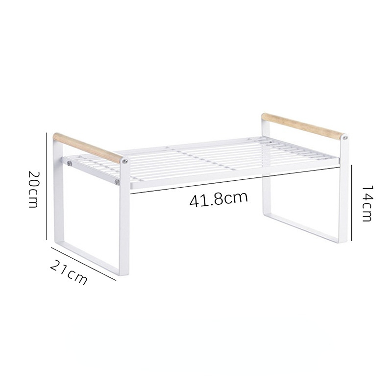 Kitchen Organization Storage Stackable Wide Countertop Organizer Spices Rack Counter Shelf Cabinet Cupboard Under Sink Shelfs: green