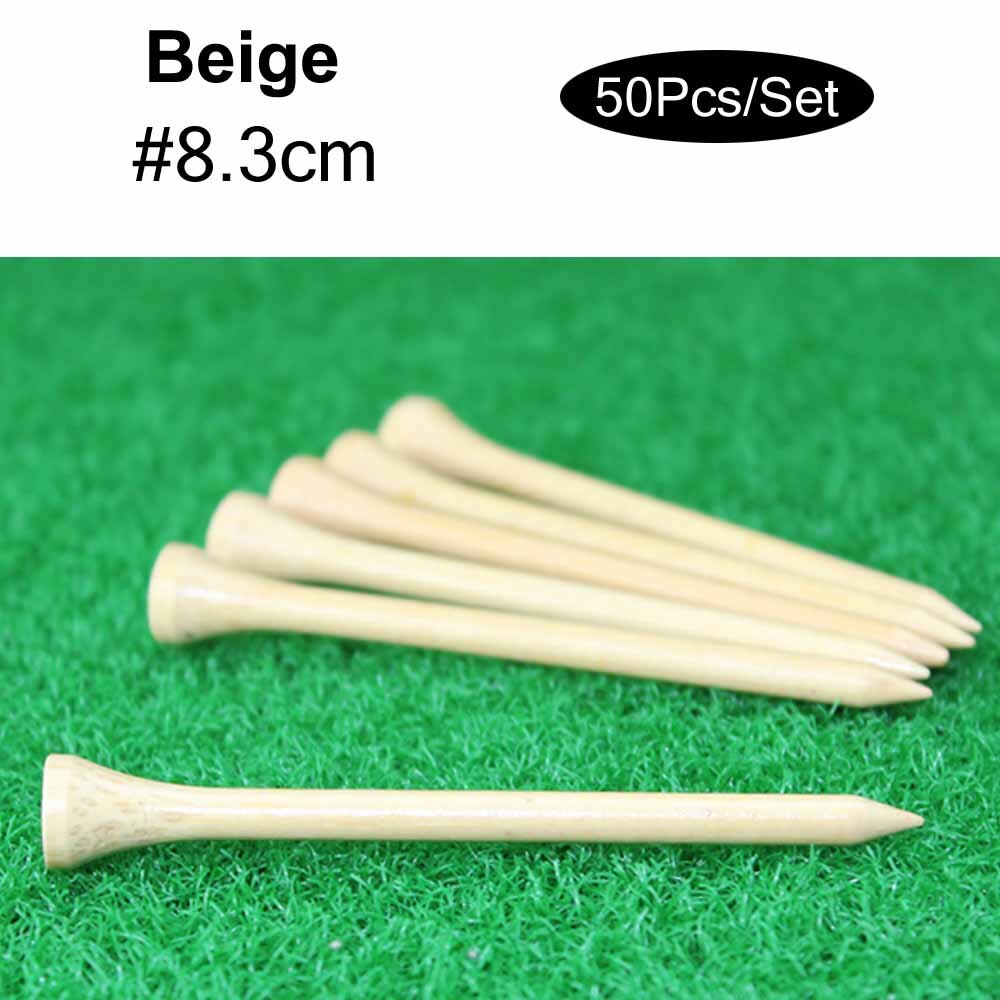 50 stk / sæt træ golf tee tees udskiftning driving range rammer træner klub tilbehør golf tees kugleholder: Beige  - 8.3cm