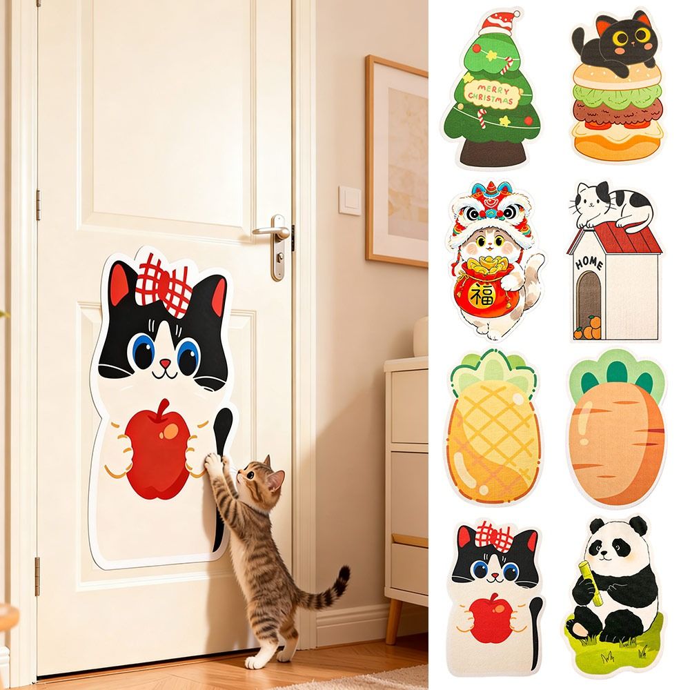 Vertical Cat Scratch Sticker Self-adhesive Cartoon Cat Climbing Mat Christmas Theme Scratch-resistant Cat Scratch Pet Supplies