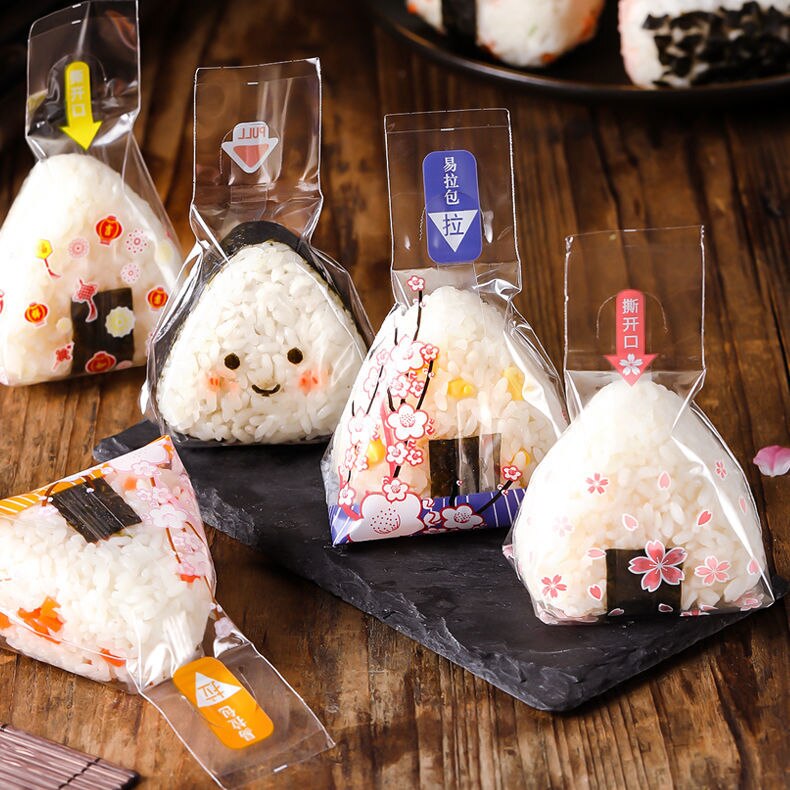 10pcs Japanese Style Triangle Rice Ball Packing Bag Japanese Cuisine Making Tools Bento Accessories