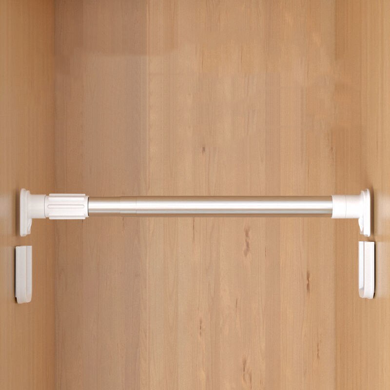 Extendable Curtain Rod Cupboard Closet Clothes Bars Stainless Steel Adjustable Curtain Rod with Self Adhesive Hooks Hanging Pole