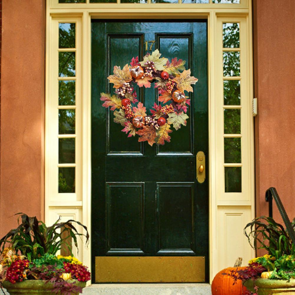Halloween Pompoen Krans Pvc Krans Halloween Decoraties Voor Huis Zon Bloem Cane Krans Thanksgiving Muur Home Decoratie