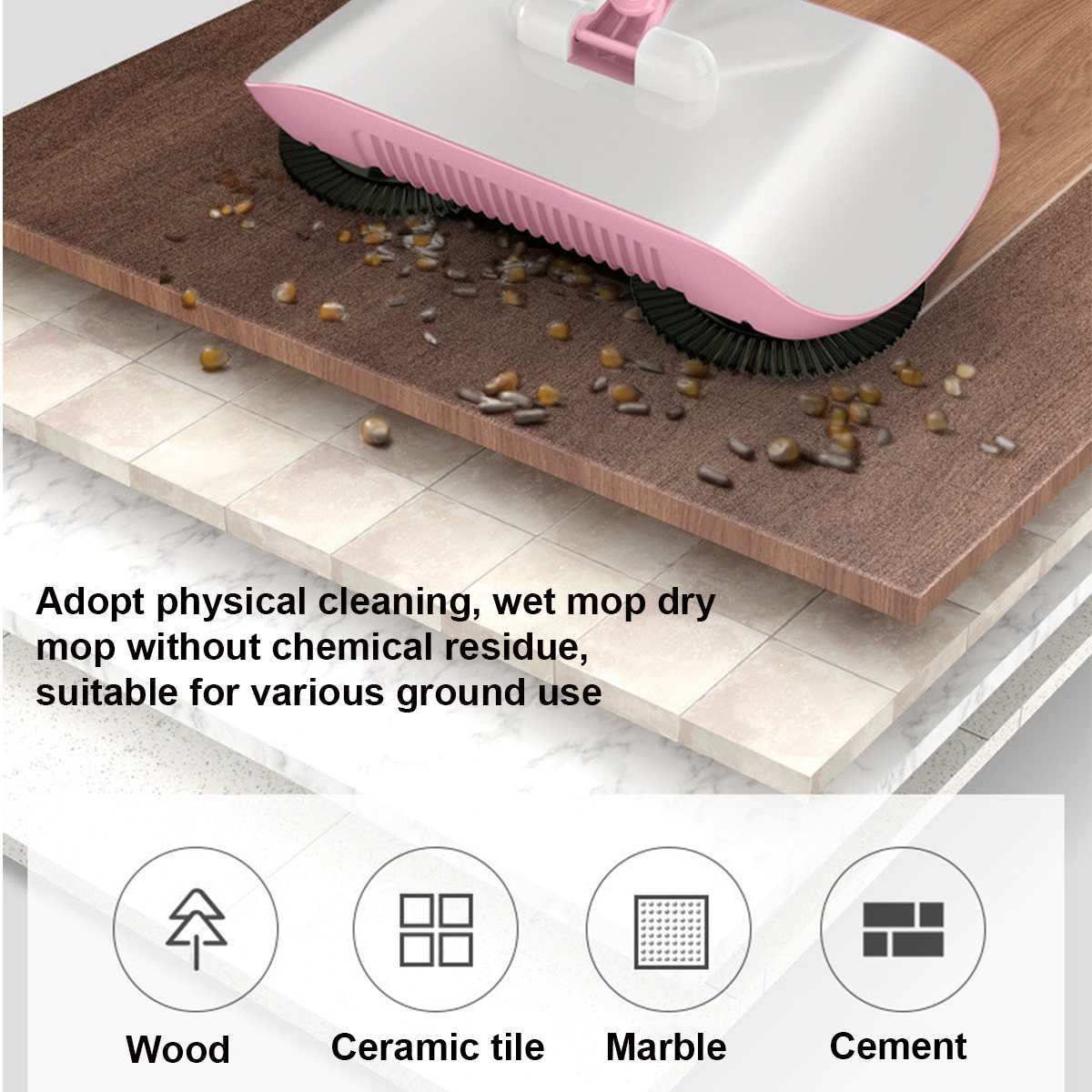 Sweeping Machine Push Type Free Hand Wash Plate Mop Multi-function Hand Push Household Cleaning Sweeper Blue/Pink