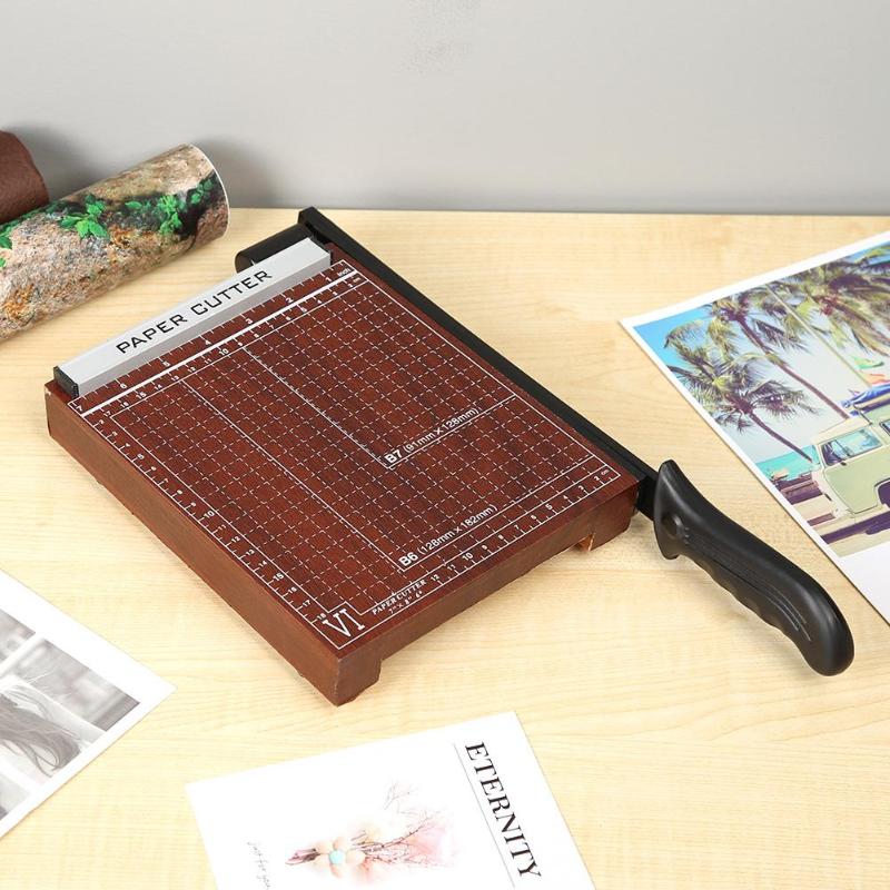 Wood Base A5 Paper Guillotine Cutter Trimmer Home Office School Paper Photo Cutting Machine Tools