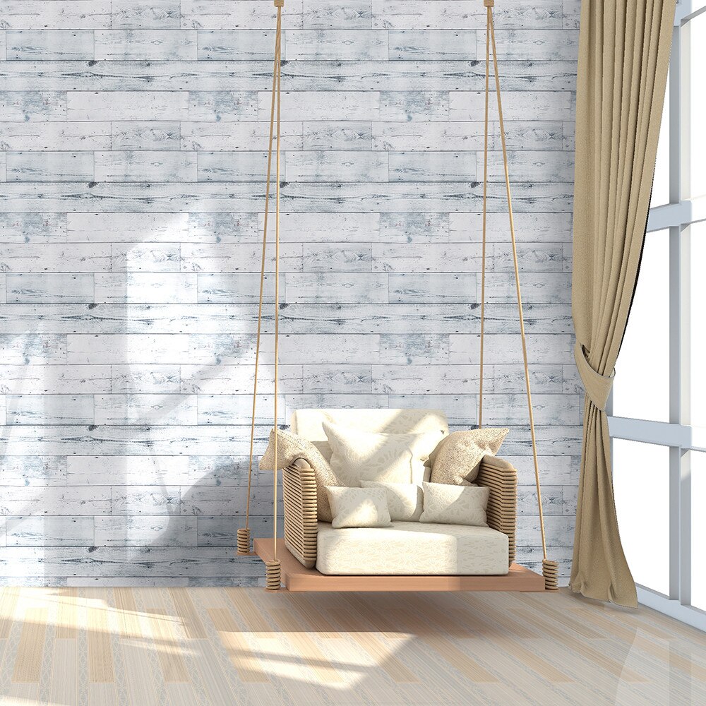 LUCKYYJ Peel and Stick Wood Wallpaper Shiplap Light Distressed Wood Plank Removable Wallpaper Vinyl Self-Adhesive Wall Stickers