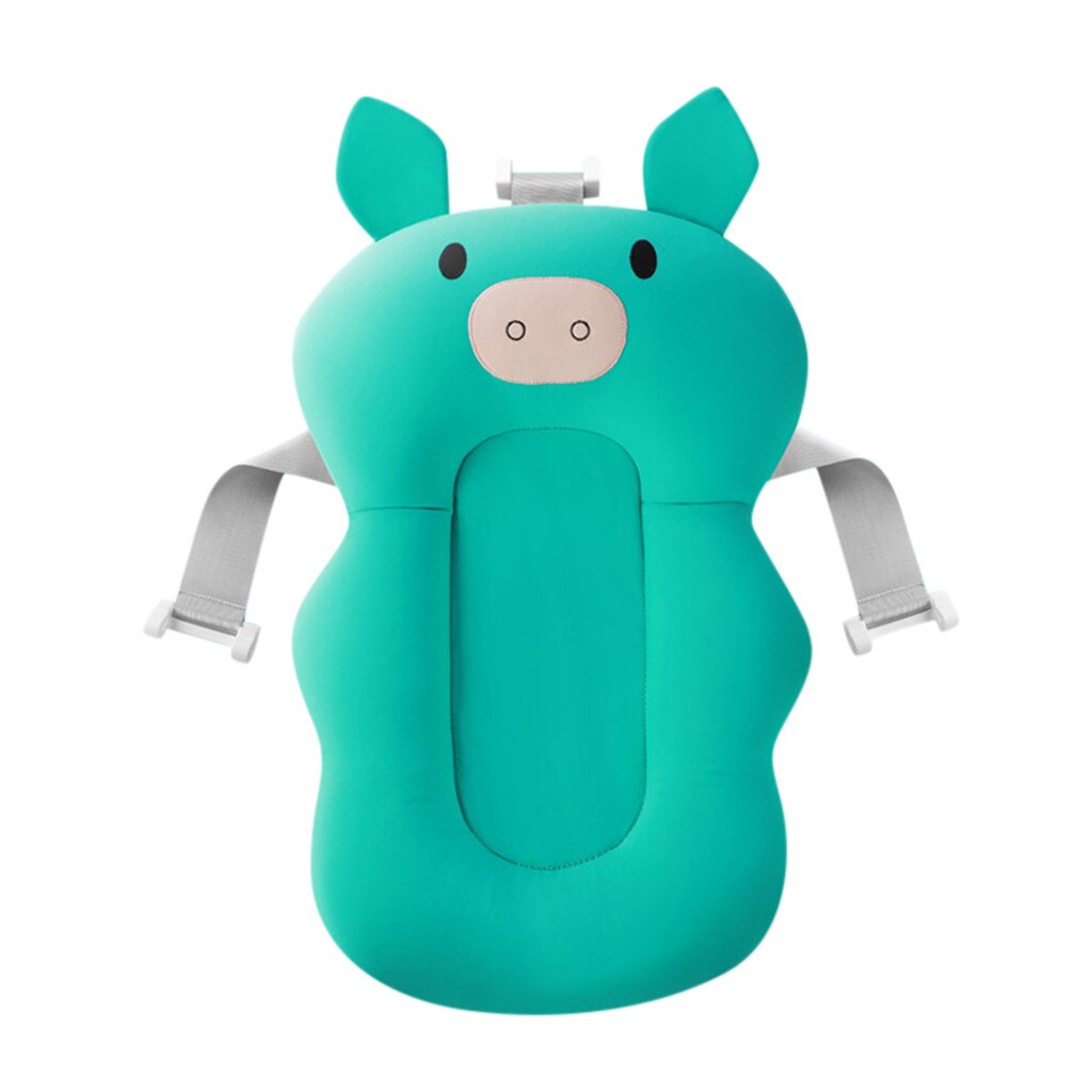 Bañera plegable con dibujos animados para bebé, Cubo de baño portátil para recién nacido, antideslizante: green