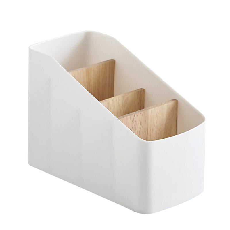 1PC Wood And Plastic Desktop Storage Basket Multi-Compartment Storage Box Remote Control Organizer For Home Office