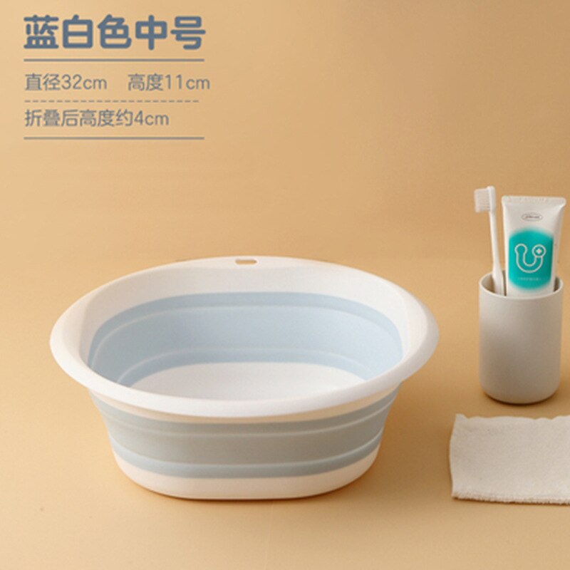 Plastic Folding Basins Portable Wash Basins Folding Laundry Tub Bathroom Kitchen AccessoriesTravel Folding Wash Basin Two Models: M blue