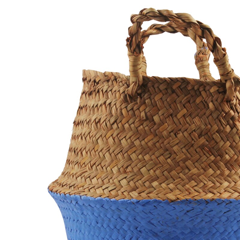14 Colors Panier Osier Foldable Handmade Storage Basket Wicker Rattan Seagrass Straw Flower Pot Laundry Basket Cestas Mimbre