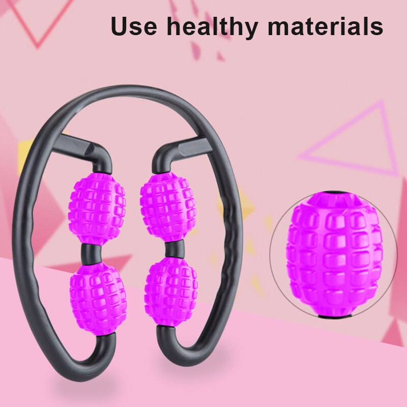 U Shape Trigger Point Massage Roller for Arm Leg Neck Muscle Tissue Fitness Gym Yoga Pilates Sports 4 Wheel Blocks Yoga Roller