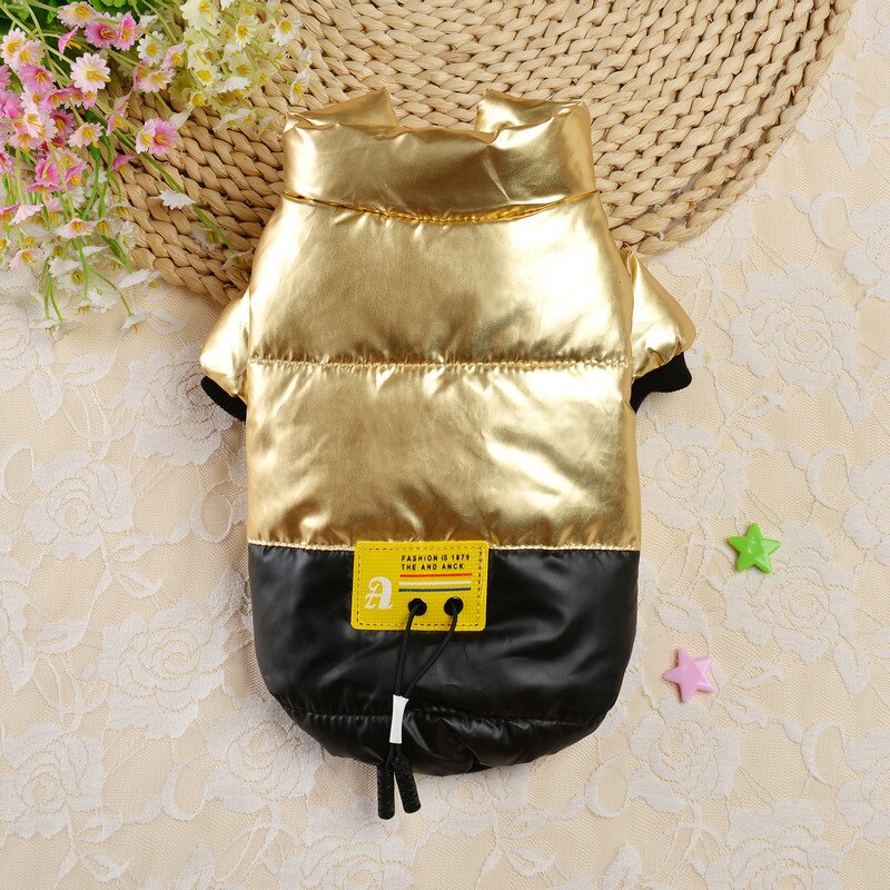 pet clothes in autumn and winter bright leather cotton padded clothes warm dog clothes thickened cat and dog clothes