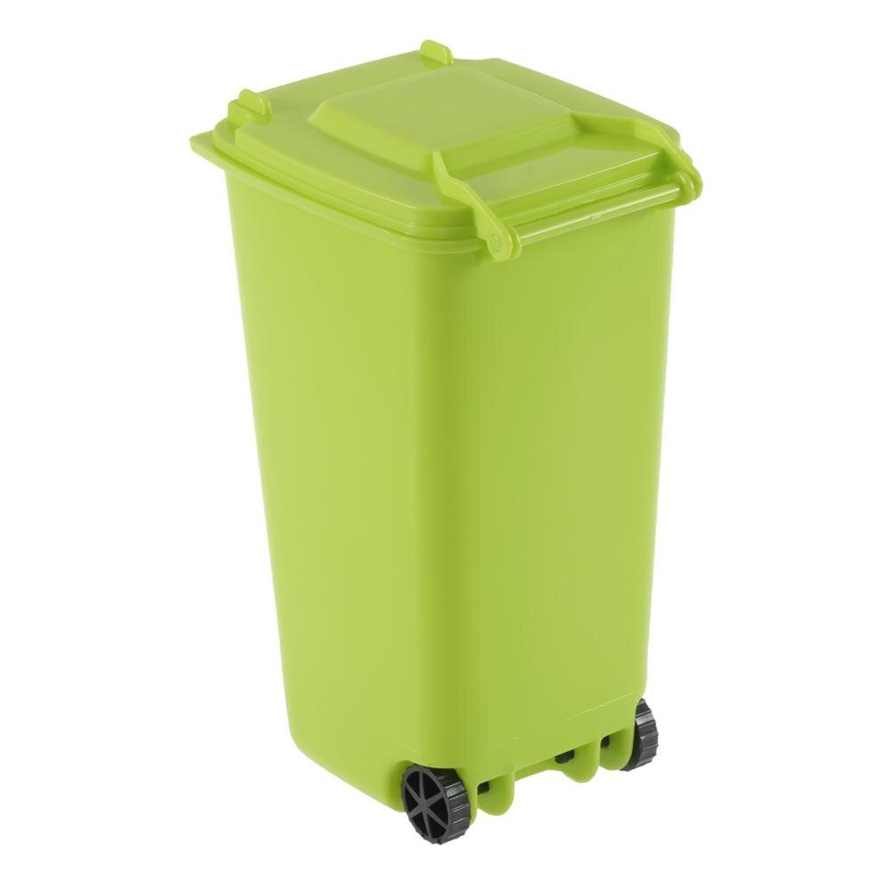 Recycle Plastic Mini Wheelie Bin Desk Tidy Office Desktop Stationery Organiser Pen Pencil Holder With Two Wheels