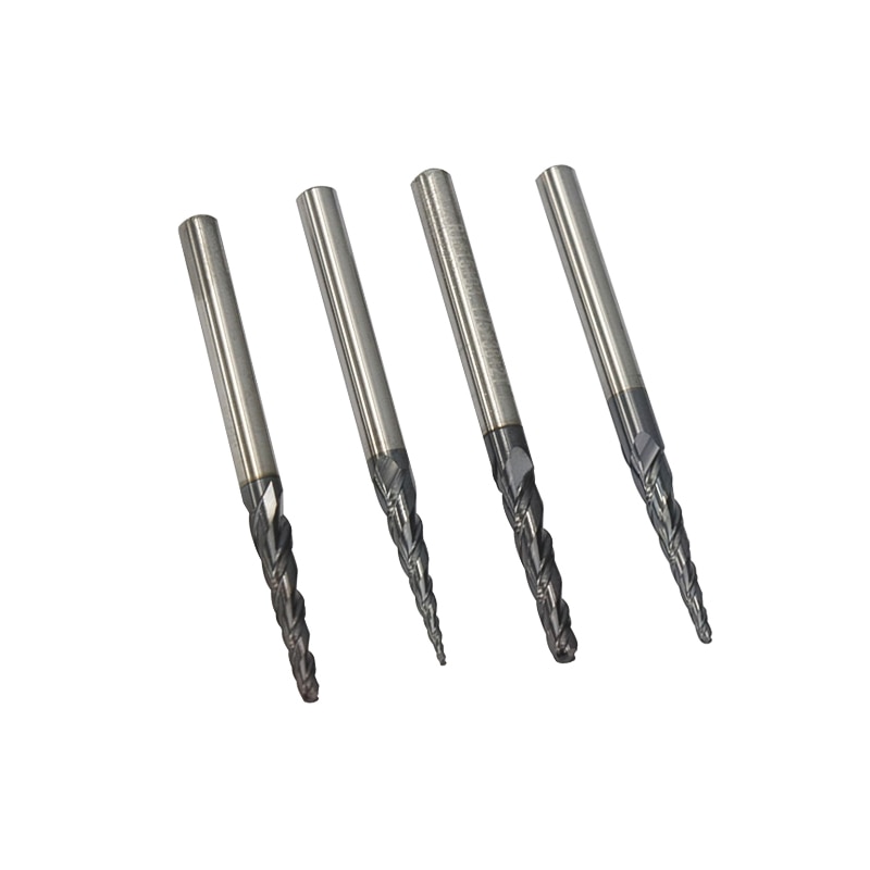 XCAN Tapered Ball Nose End Mill 4pcs R0.25 R0.5 R0.75 R1.0 Carbide End Mill Set CNC Engraving Bit