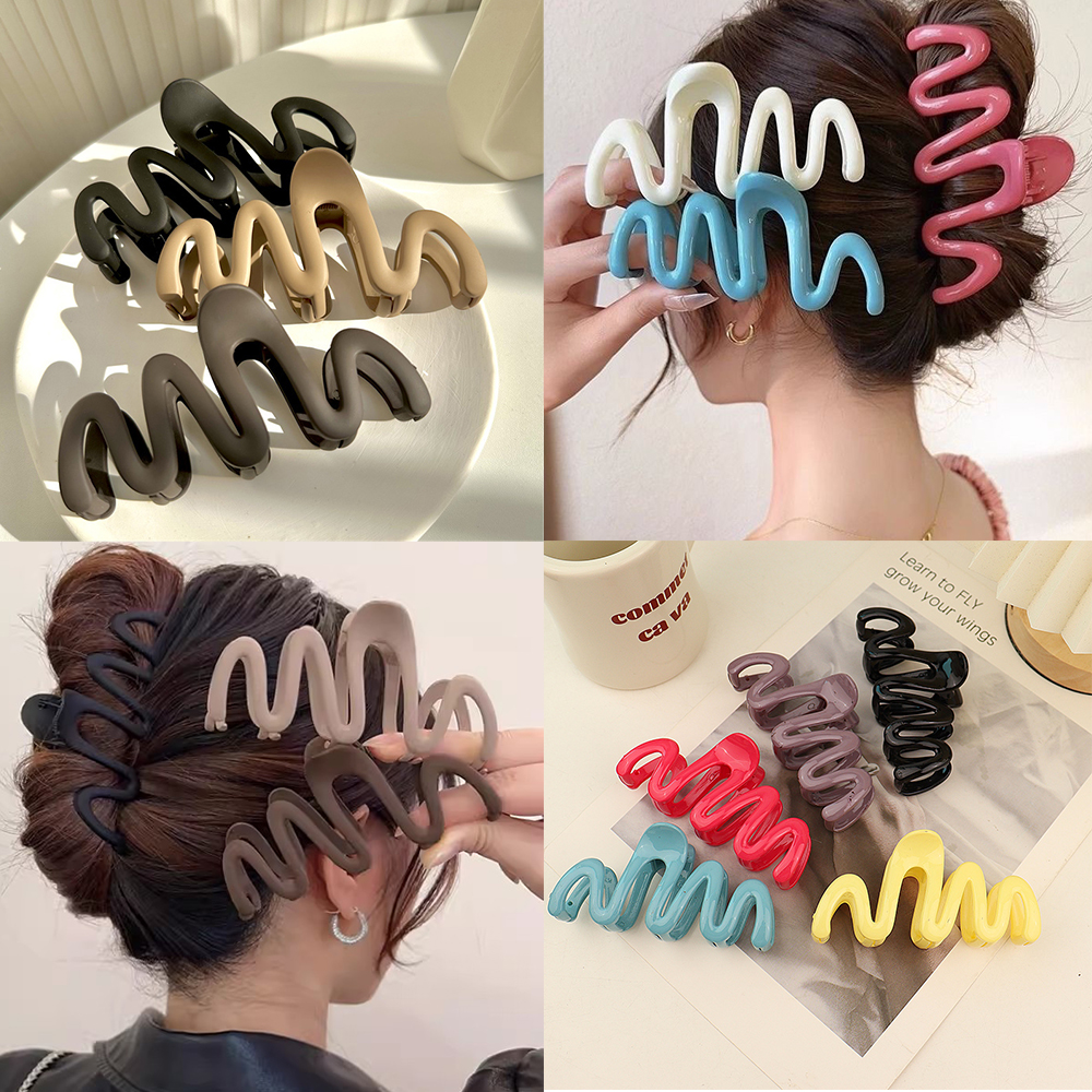 Pinza para el pelo acrílica a la , horquillas de estilo ondulado grande, pasadores, accesorios para el cabello, horquilla para mujer, tocado de cola de caballo