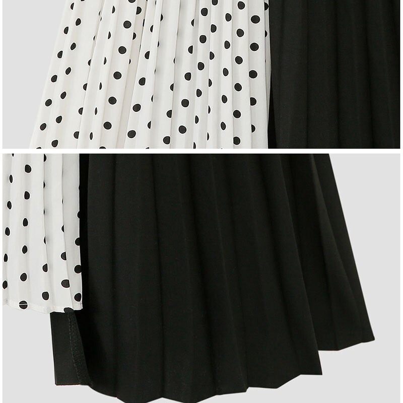 Jupes longues en mousseline de soie pour femmes, grande taille 5XL, taille élastique, motifs à pois, irrégulière, plage, d'été