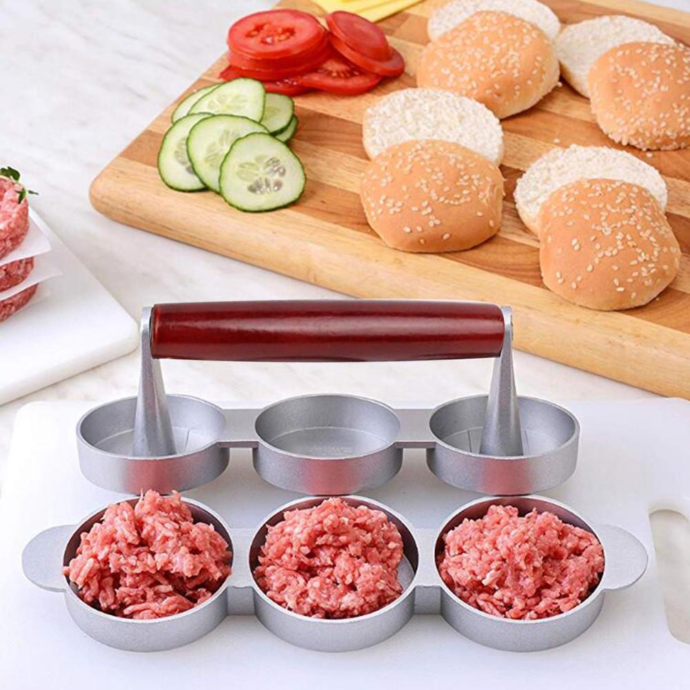 Hamburger Press Non Stick Aluminum Alloy Triple Burger Press Mini Hamburger Patty Maker Meat Beef Grill Burger Mold Kitchen Tool
