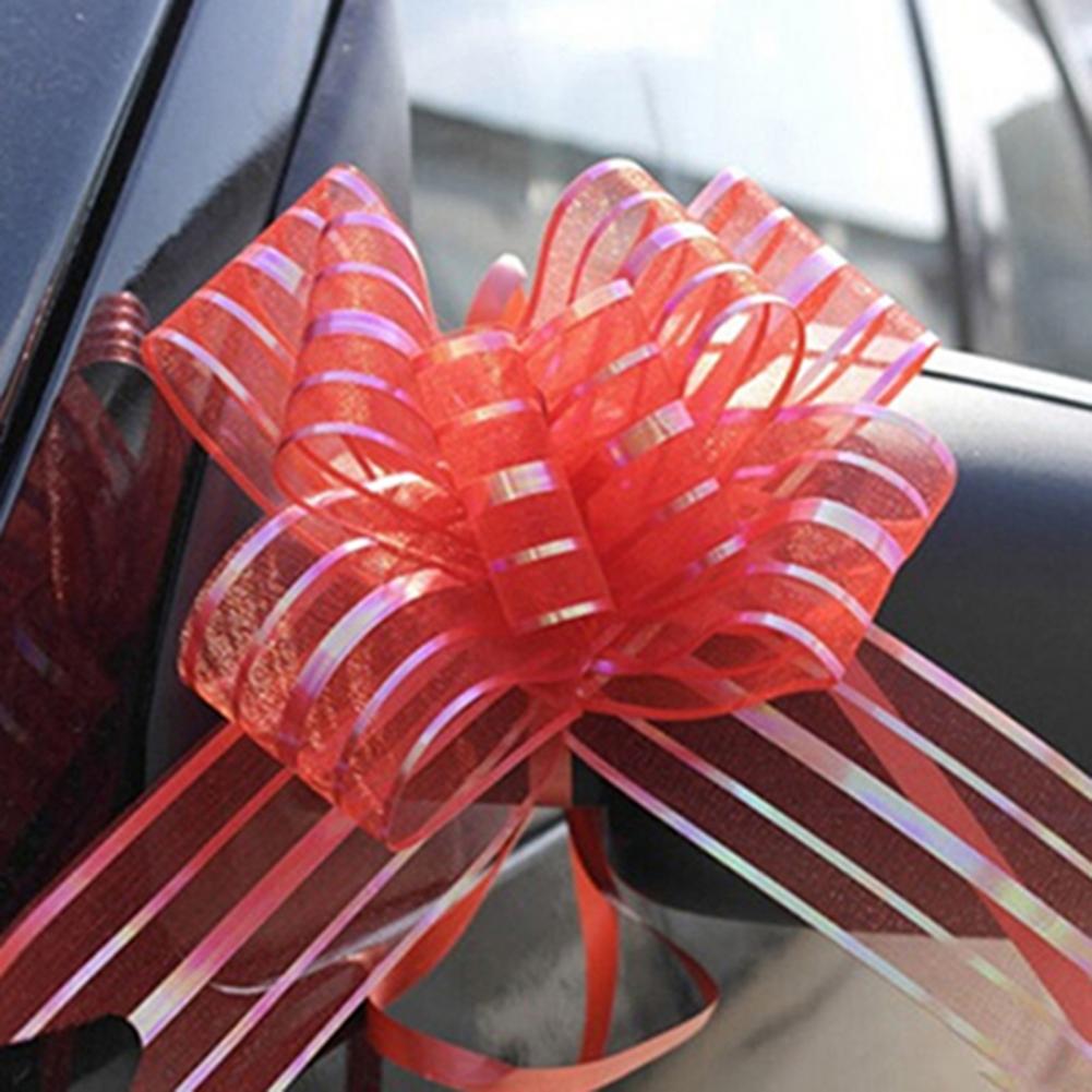 10Pcs Organza Ribbon Pull Bows Ribbons Flower Wrappers Wedding Party Car Decoration DIY Wedding Room Decoration Pull Flower
