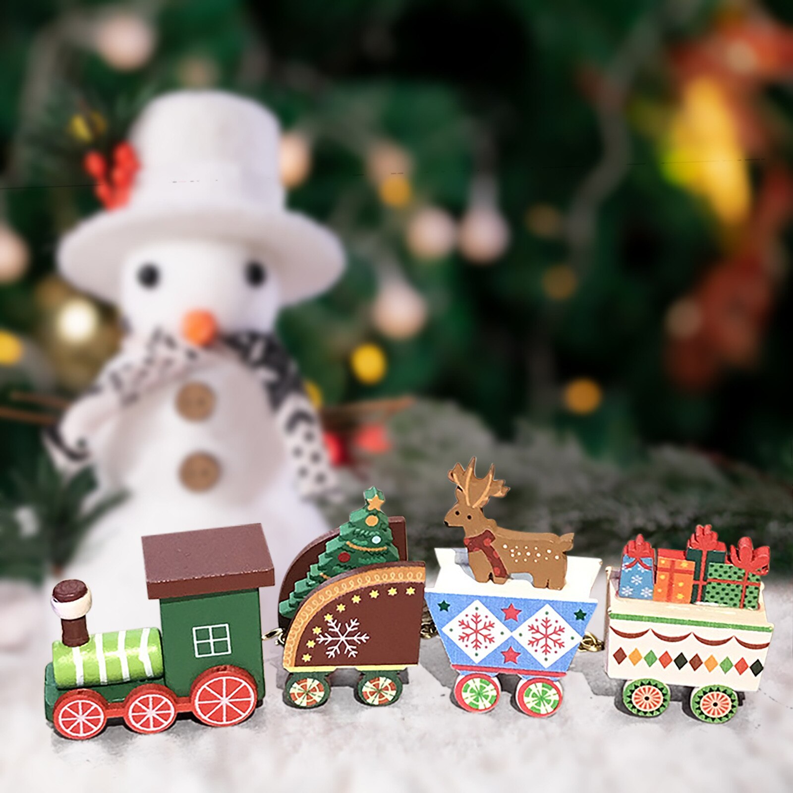 Kerst Vier Festival Trein Houten Trein Kerstcadeau Decoratie Ornamenten Xmas Trein Railway Trein Kids Model Speelgoed