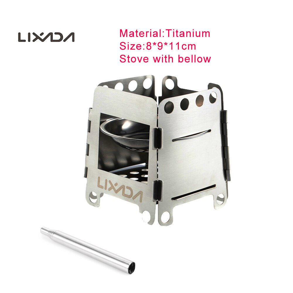 Lixada Portable Titanium Lightweight Folding Wood Stove Pocket Stove Outdoor Cooking Backpacking Camping Stove set accessories: Wood Stove-2