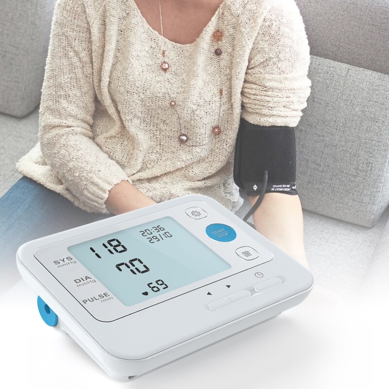 Monitores de presión arterial digitales automáticos, medidor de pulso y ritmo cardíaco, tonómetro Lcd para medir la parte superior del brazo, para el cuidado de la salud en el hogar