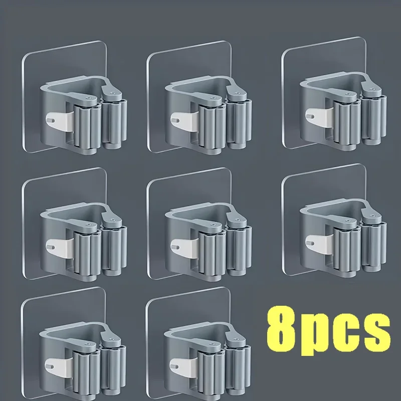 4 stk. veggmontert moppholder veggmontert vanntett moppstativ kosthenger kroker husholdningsverktøy