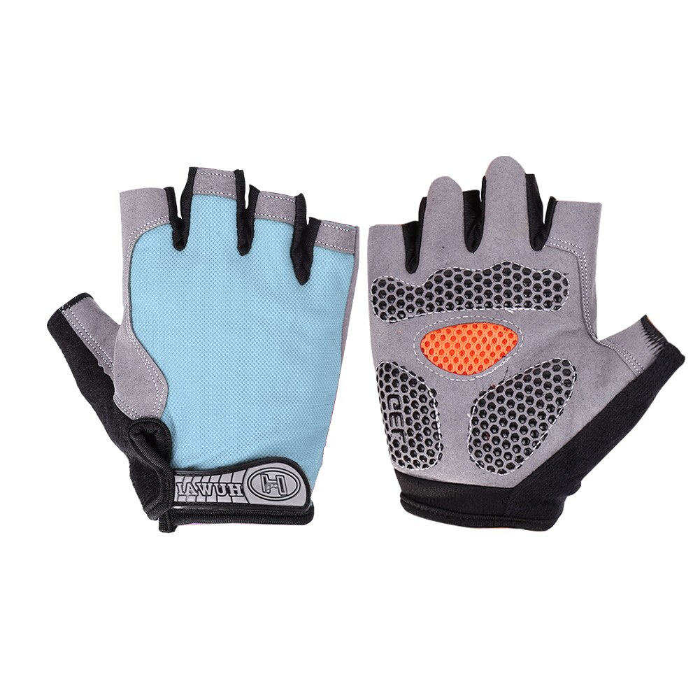 Cycling Gloves Bicycle Half Finger Gloves Anti-slip Outdoor Sports Mesh Breathable Cycling Climbing Sports Glove for Men Women: Light Blue L