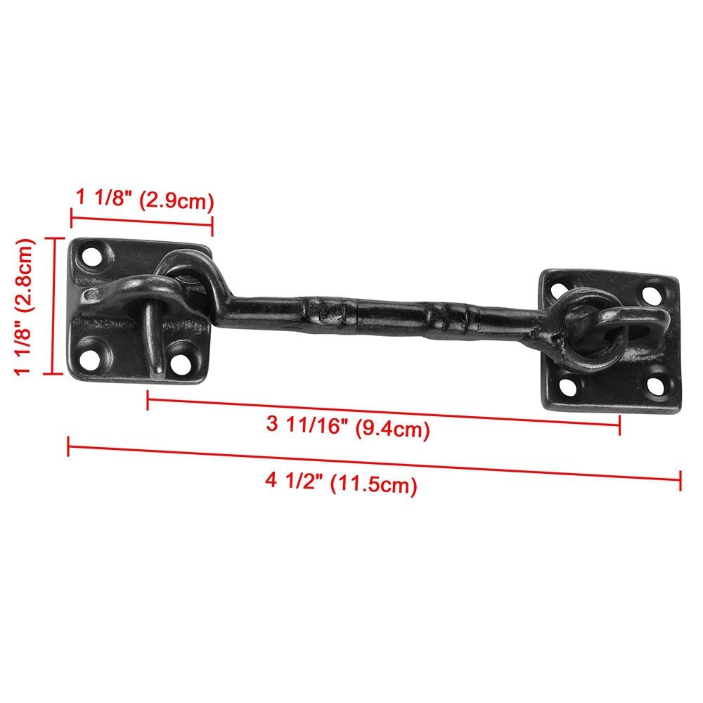 Andyes 2 Pcs 4 1/2 "Schuifdeuren Schuur Deur Lock Klink Haak & Oog Gegoten Koperen Hardware Voor Houten Deuren window Kabinet Gate