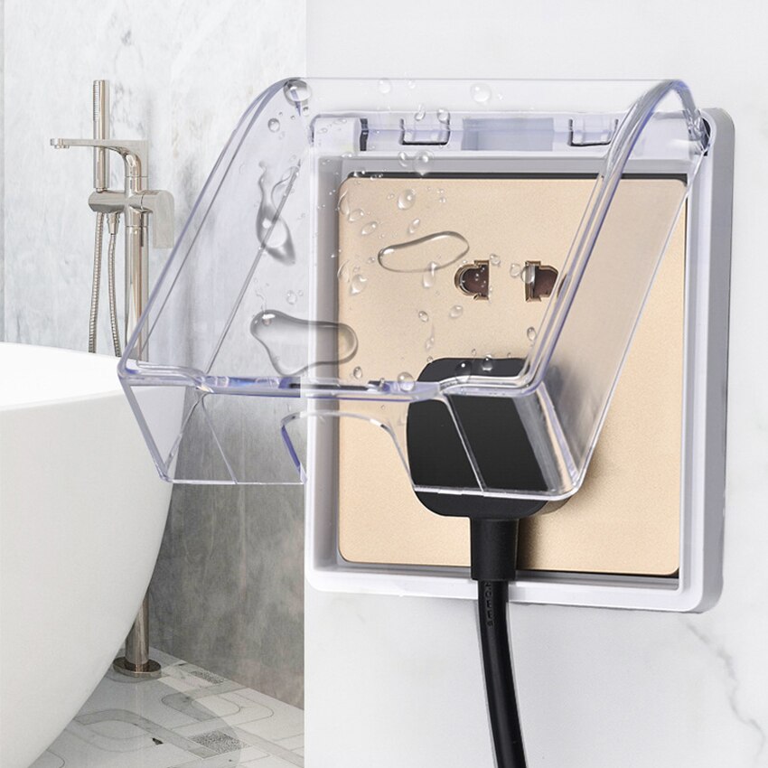 Paste Type Switch Socket Protective Box Wall Mounted Socket Switches Waterproof Cover Transparent Boxes For Household Bathroom