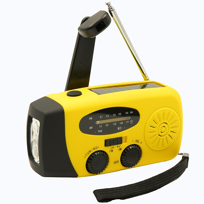 2000 mAh Radio awaryjne Wielofunkcyjne radio z korbą ręczną na energię słoneczną FM AM WB NOAA Radio pogodowe Ładowanie USB 3 latarki LED: Niebieski