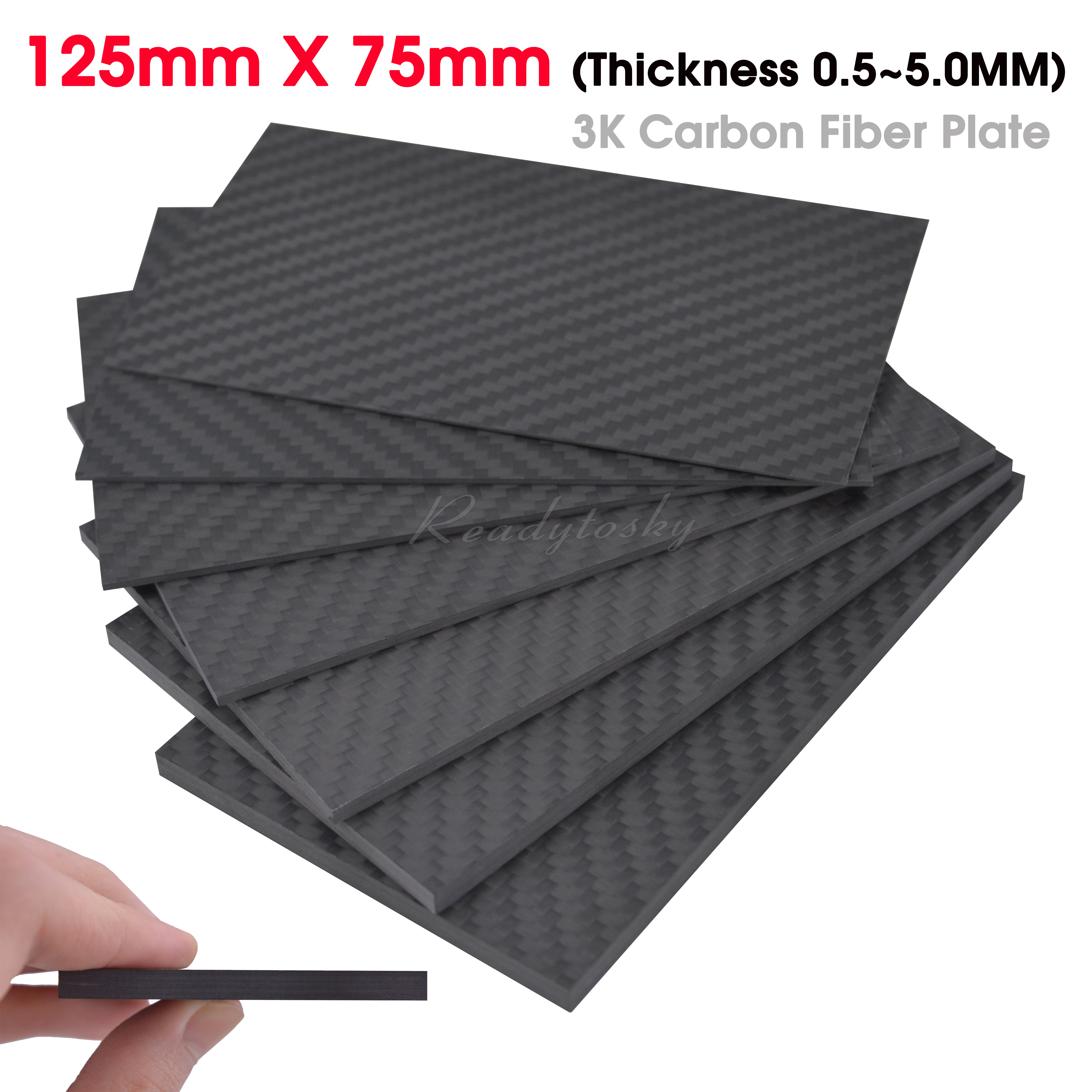 125mm X 75mm Real Carbon Fiber Plate Panel Sheets 0.5mm 1mm 1.5mm 2mm 3mm 4mm 5mm thickness Composite Hardness Material