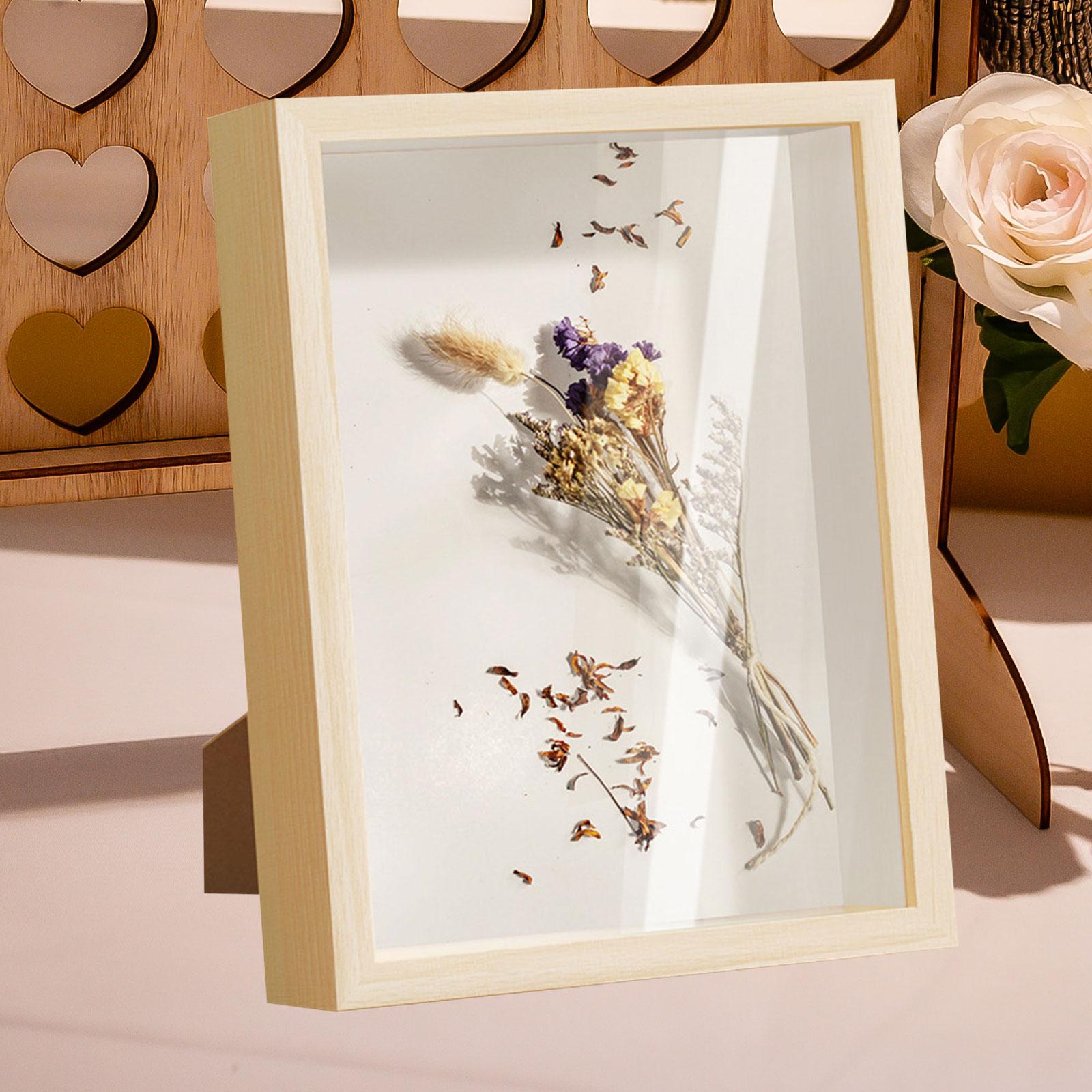 Cadre de boîte d'ombre bricolage, profondeur intérieure de 5cm, mur et brittop, présentoir pour gérer les billets d'œuvres d'art, Keepplex Flower: YELLOW