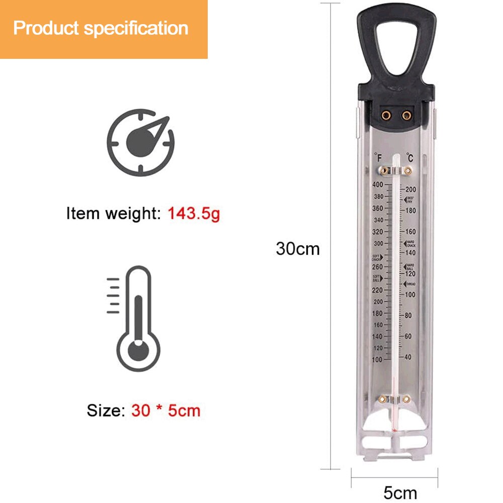 Baking Thermometer 40-200 Degrees Scale Display Kitchen Thermometer For Cooking Sugar Candy Craft Hanging Temperature Gauge