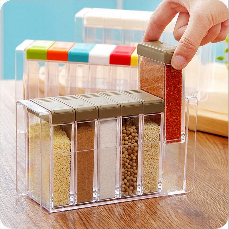 Kitchen supplies transparent plastic seasoning box seasoning bottle salt MSG seasoning jar storage box spice container ZP7051549