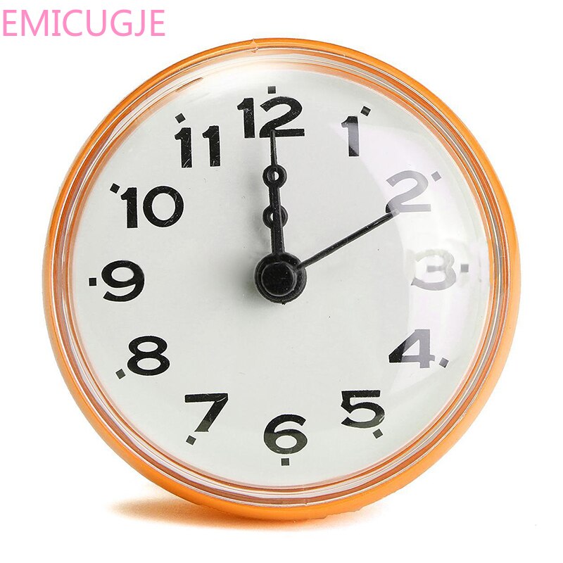 Beste 2.75 inch Waterdichte Keuken Badkamer Bad Douche Spiegel Klok Zuig Sucker Muur Kleur: Oranje