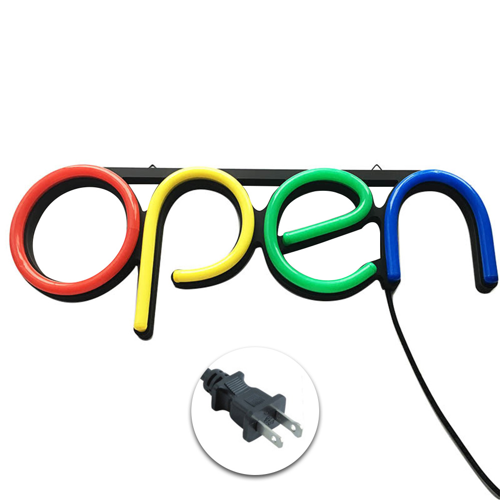 Restaurant Door Visual Neon Light Led Wall Sign Lamp Store Decorative Hanging Chain Open Ultra Bright Window Displaying Artwork: Colorful US