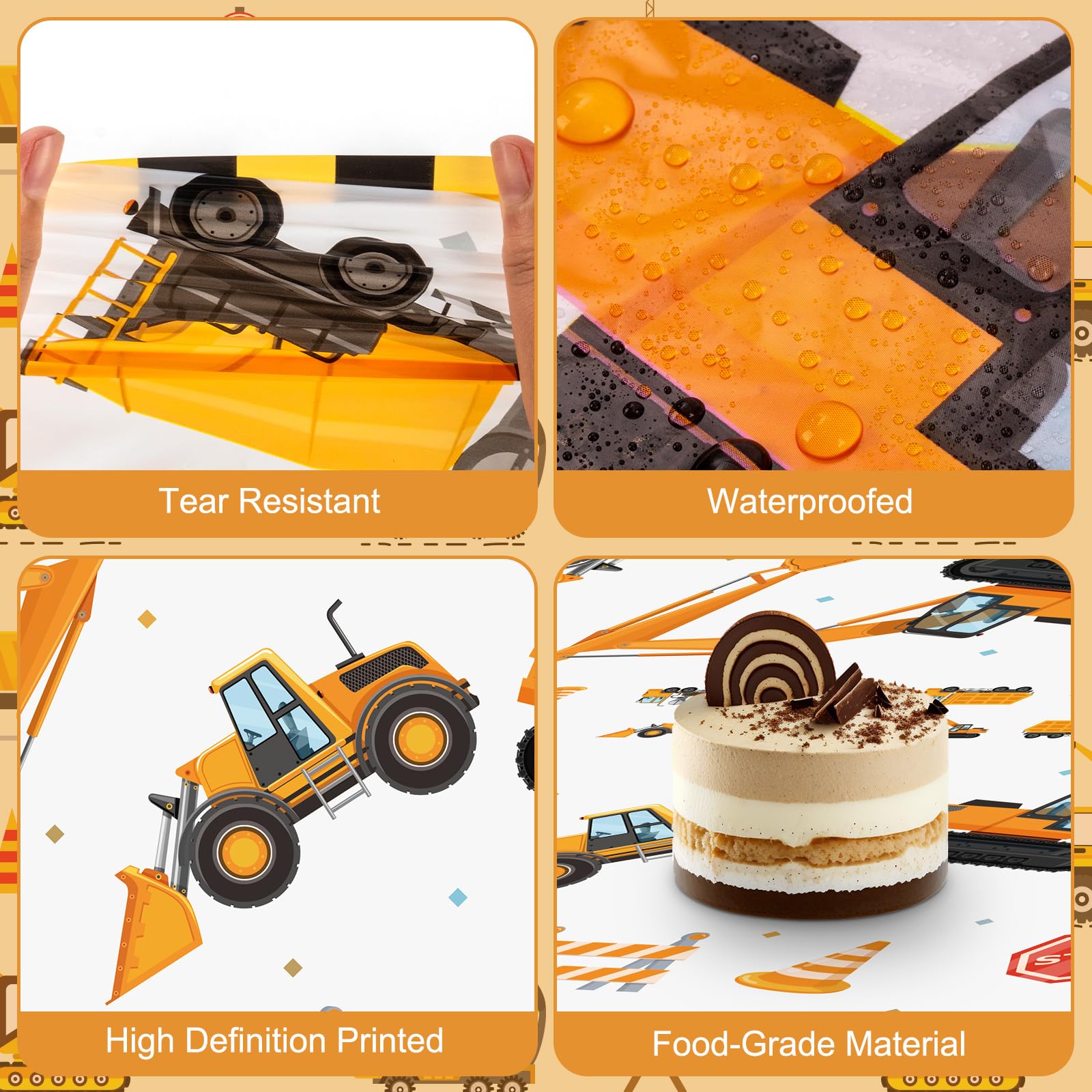 Bouwtafelkleed Dump Truck Tafelkleed Wegwerptafelkleed voor Bouw Verjaardagsfeestje Decoratiebenodigdheden