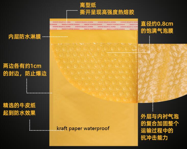 Gele Zak Schuim Envelop Foam Folie Kantoor Verpakking Envelop Vochtwerende Trillingen Tas, Buitenste Kraftpapier Binnenste Laag Schuim