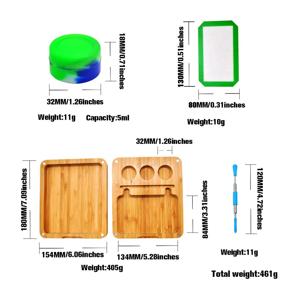 Hout Dab Tool Set Dubbeldeks Wax Carving Dab Kit Met Rvs Lepel Siliconen Containers Wax Jar Siliconen mat