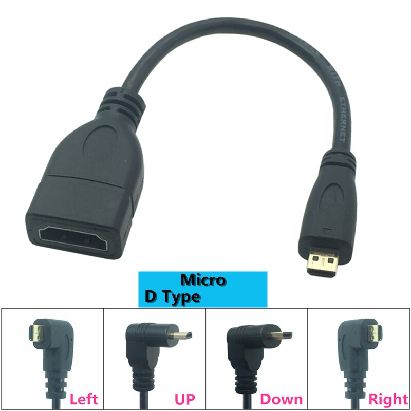 Cable HDTV macho a hembra, adaptador Mini Micro HD, ángulo recto de 90 grados, arriba, abajo e izquierda, macho a HD, Cable de extensión AF